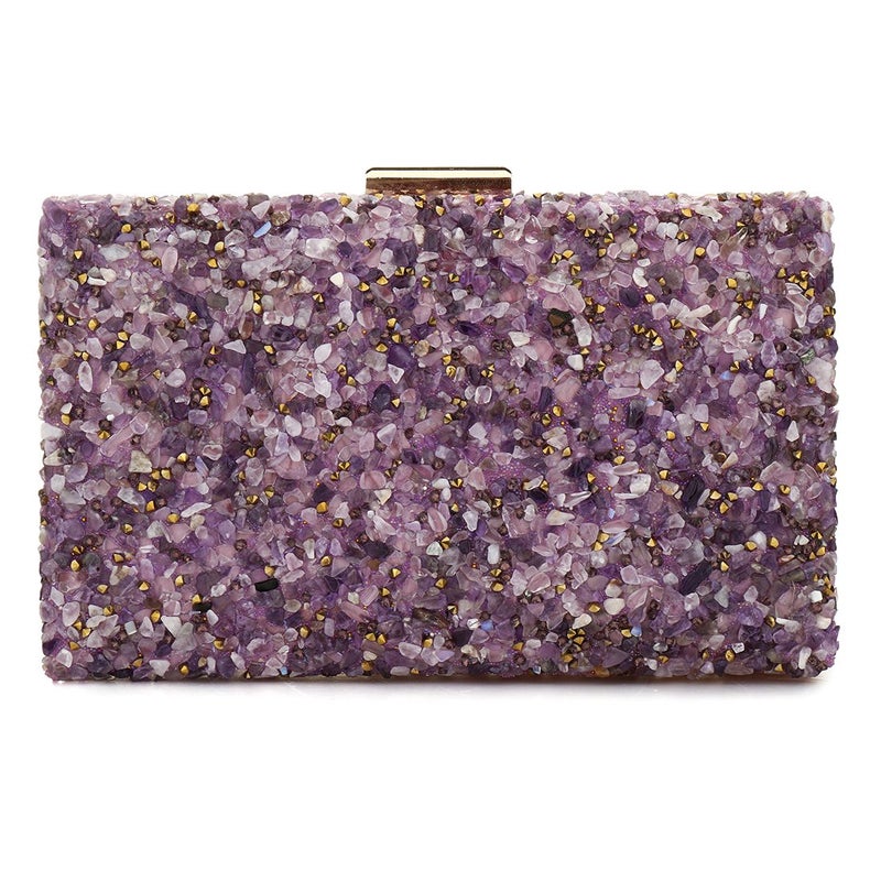EROUGE Purple Clutch Purses for Women Elegant Lavender Evening Purse for Wedding Party - Image 1